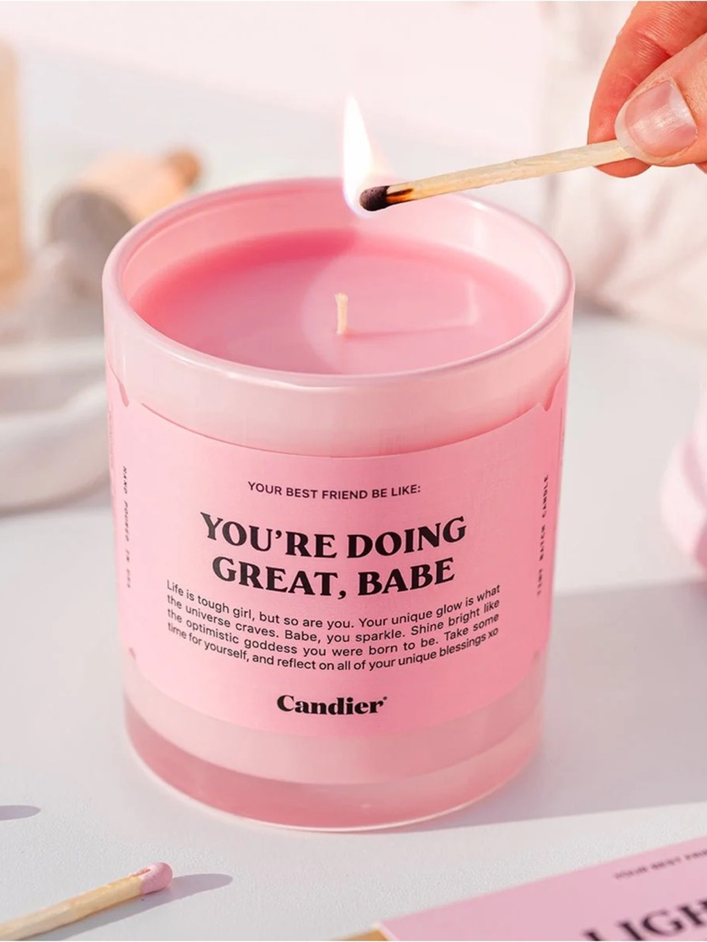 Candier You’re Doing Great Babe Candle NWT Pink Kawaii Y2K Gift - Picture 4 of 6